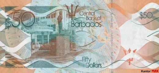 Zadní strana bankovky 50 barbadosských dolarů, série 2013