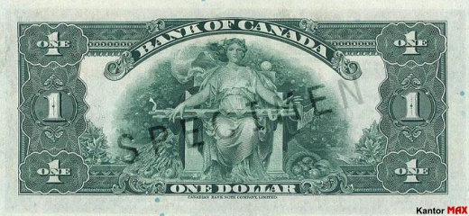 Tył wycofanego banknotu 1 dolar CAD z 1935 roku
