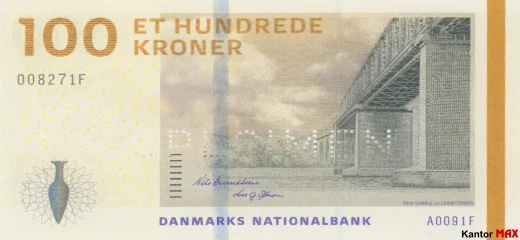 Przód banknotu 100 koron duńskich emisja 2020 rok - typ 2