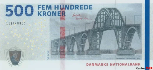 Przód banknotu 500 koron duńskich emisja 2010-2016 rok - typ 1