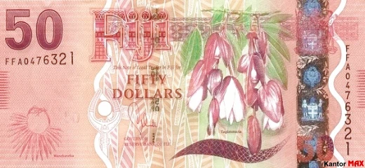 Przód banknotu 50 dolarów Fidżi z 2012 roku
