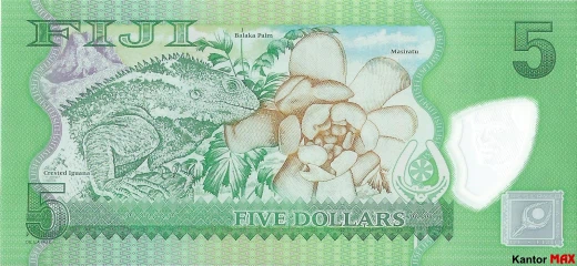 Tył banknotu 5 dolarów Fidżi z 2012 roku