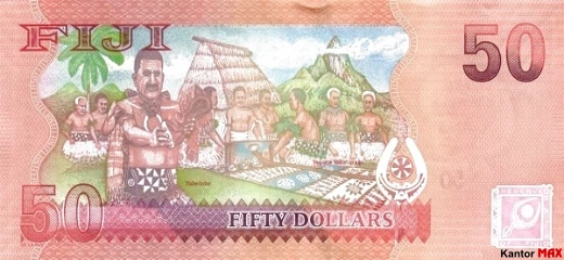Tył banknotu 50 dolarów Fidżi z 2012 roku