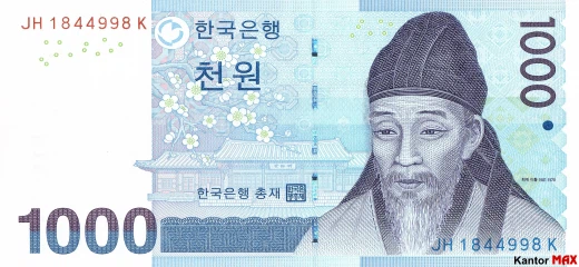 Front of the 1000 South Korean won banknote 2007