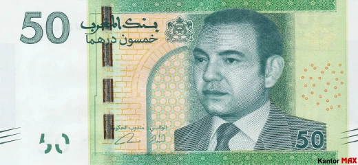 Vorderseite der 50 marokkanischen Dirham Banknote, 2012