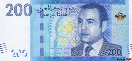 Vorderseite der 200 marokkanischen Dirham Banknote, 2012