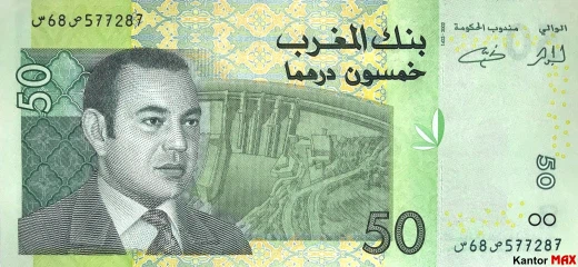Vorderseite der 50 marokkanischen Dirham Banknote, 2002