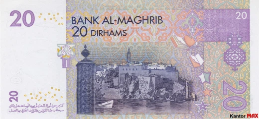 Rückseite der 20 marokkanischen Dirham Banknote, 2002